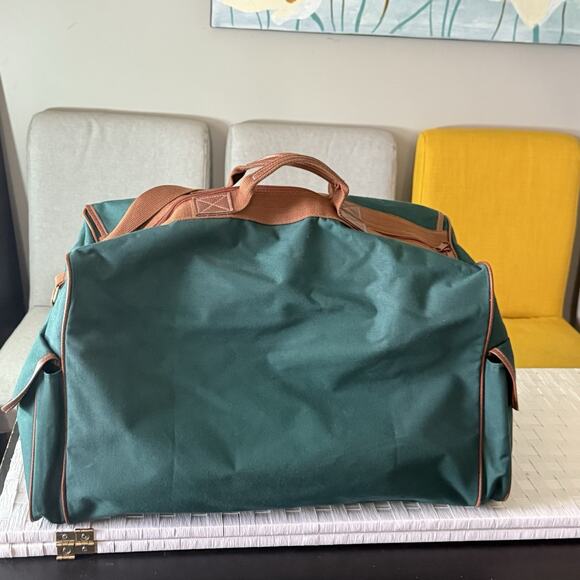 VTG Polo Ralph Lauren Duffle Weekender Travel Bag Large Green Brown Canvas Pony - Picture 5 of 9